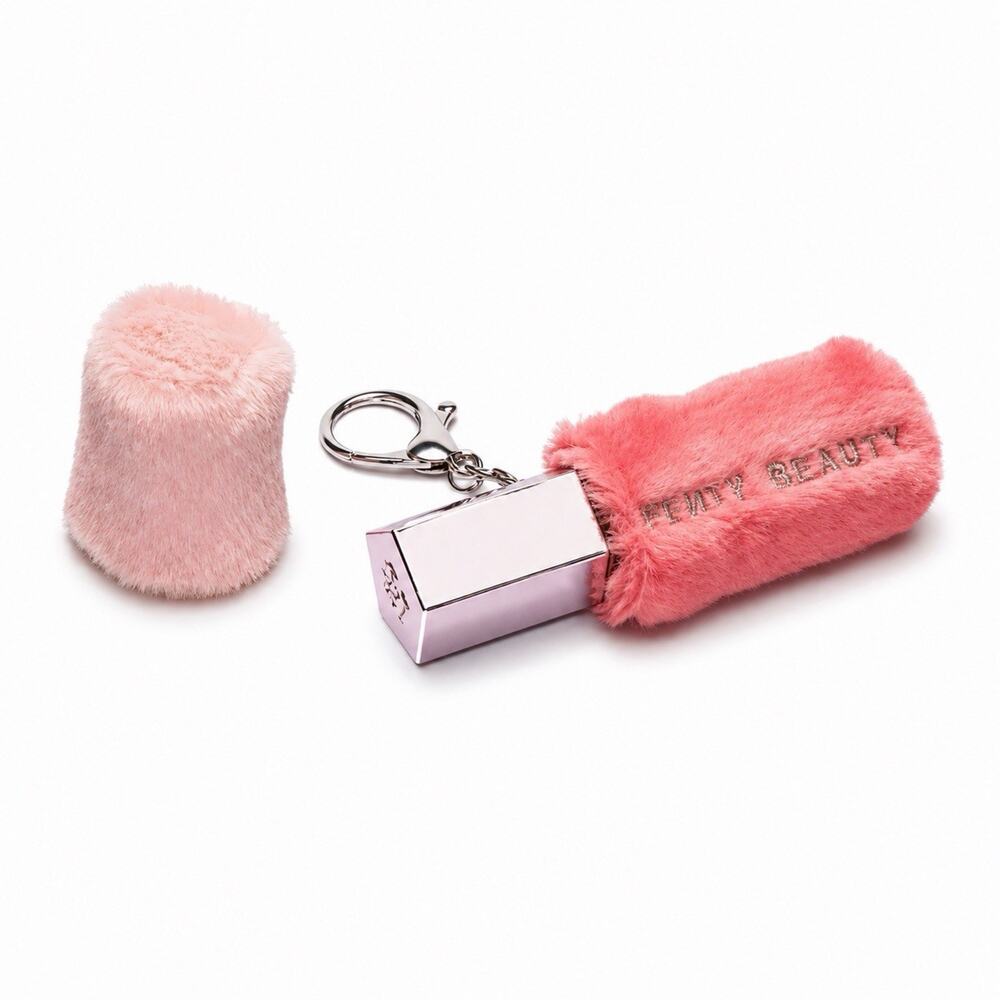 Fenty Fuzzy Gloss Bomb Holder Plush Keychain Key Ring NEW Limited Edition